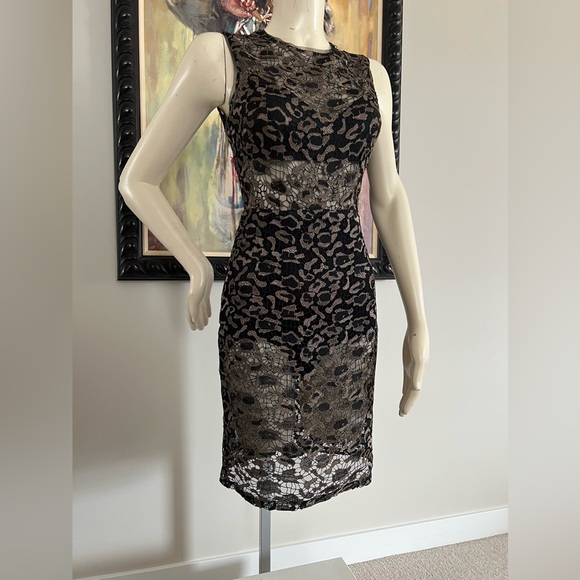 BCBG MAXAZRIA Riley Metallic Leopard Dress BLACK - GOLD Metallic - Picture 6 of 10
